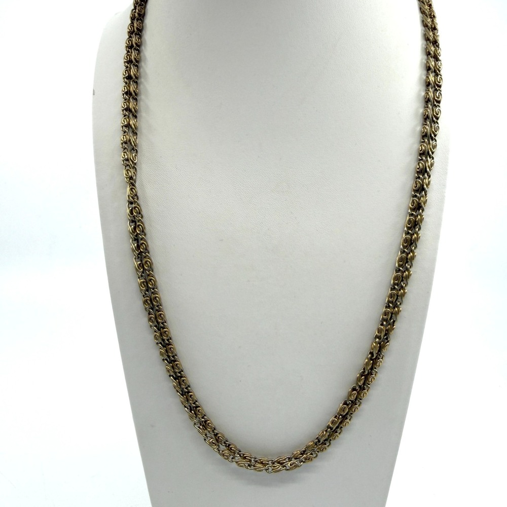 Y2K Gold Tone Spiral Link Chain Necklace Boho Layering Statement Piece Classic